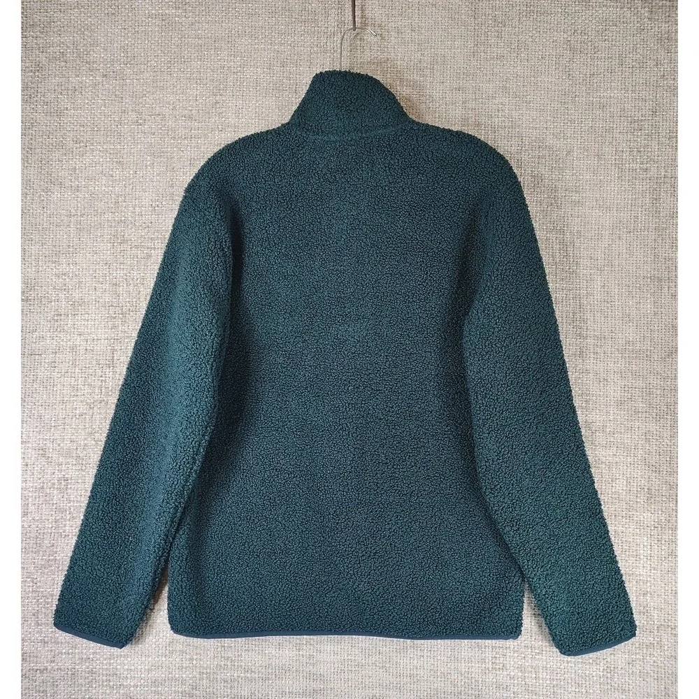 Banana Republic Nubby Sherpa Fleece Pullover 1/4 Snap Mens S Storm Slate NEW